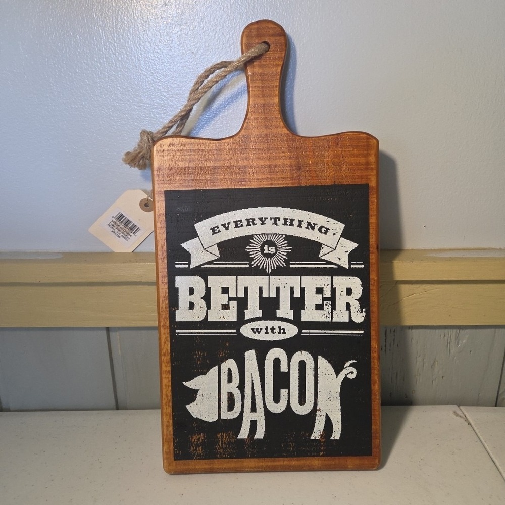 Lone Elm Studios Everything Is Better With Bacon Hog Pig Wooden Cutting Board